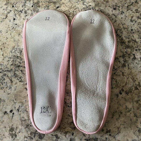 Dance Slippers Size 12 Suede Leather, Nylon, Cotton Pink Washable. - Picture 2 of 2